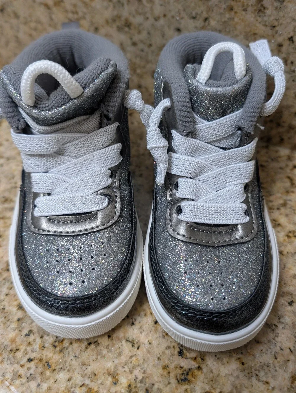 OshKosh B'gosh Girls' Glitter High-Top Sneakers - Silver